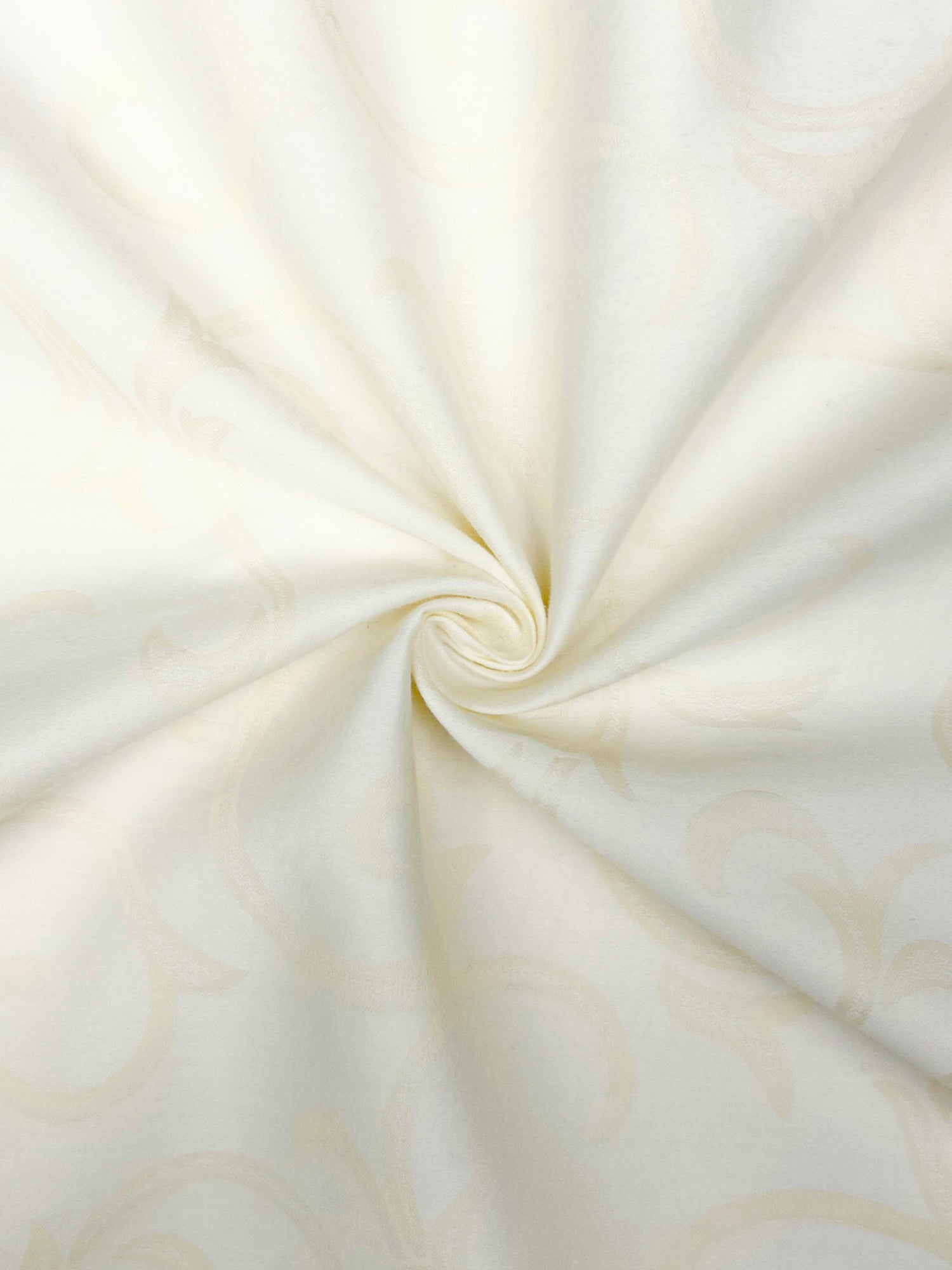 Coupon tissu jacquard satin peigné 100% coton crème