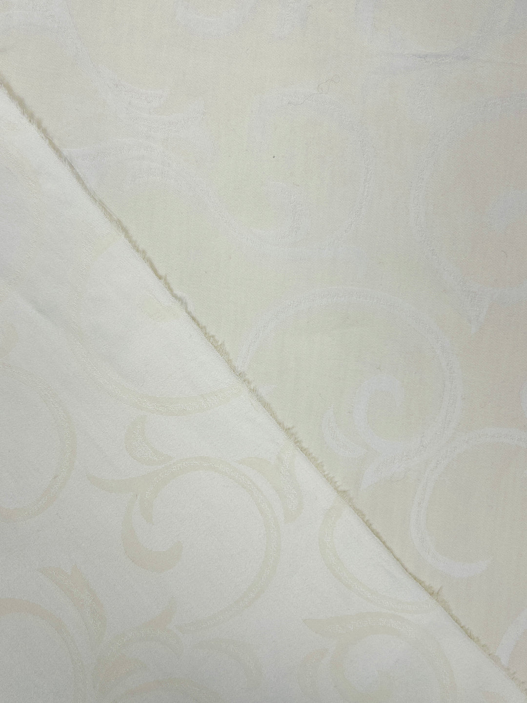 Coupon tissu jacquard satin peigné 100% coton crème