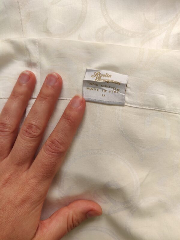 Coupon tissu jacquard satin peigné 100% coton crème - 140 x 200 cm - Upcycling - Seconde Main – Image 3