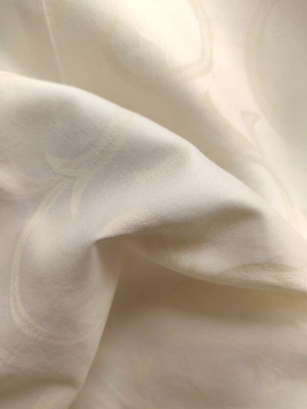 Coupon tissu jacquard satin peigné 100% coton crème - 140 x 200 cm - Upcycling - Seconde Main