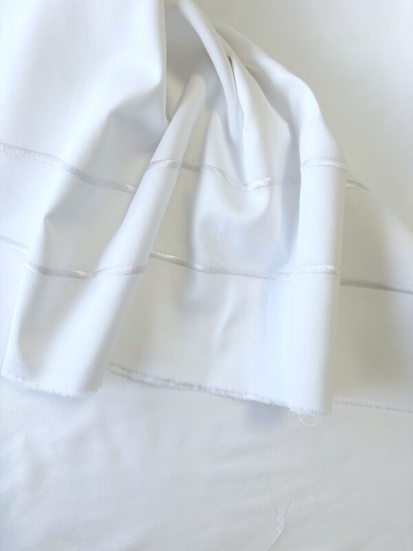 Coupon tissu liseré double argent satin 100% coton - Upcycling - Seconde Main