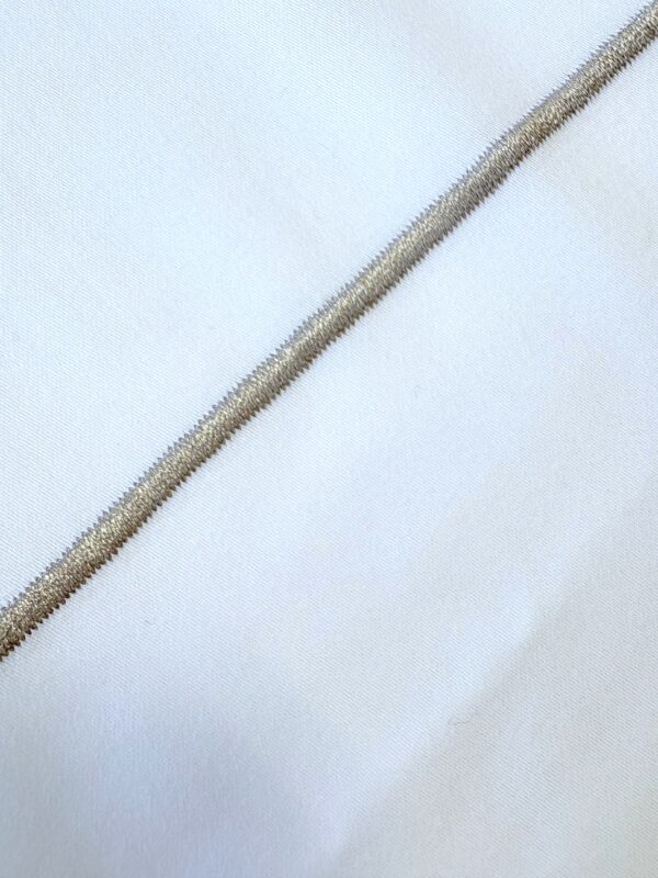 Coupon tissu liseré taupe satin 100% coton - 115 x 215 cm - Upcycling - Seconde Main