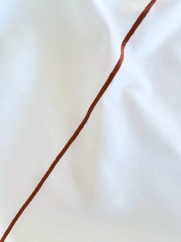 Coupon tissu liseré bronze satin blanc 100% coton - Upcycling - Seconde Main