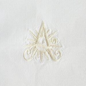 Coupon tissu broderie dorée 52% lin et 48% coton - Upcycling - Seconde Main